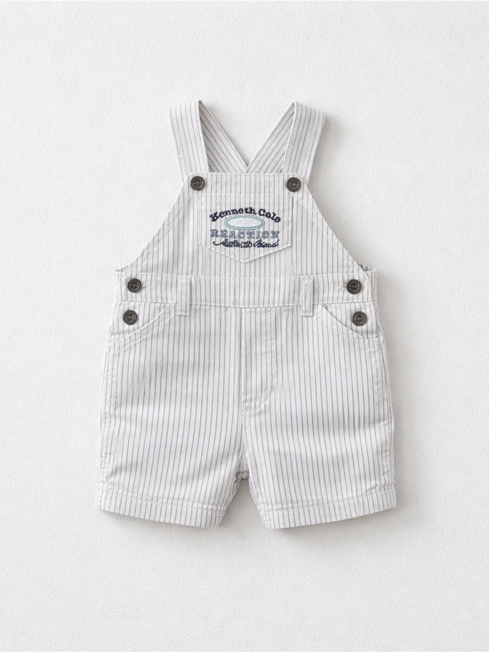 Kenneth Cole Reaction Striped White & Gray Kids Overalls 3-6 Months